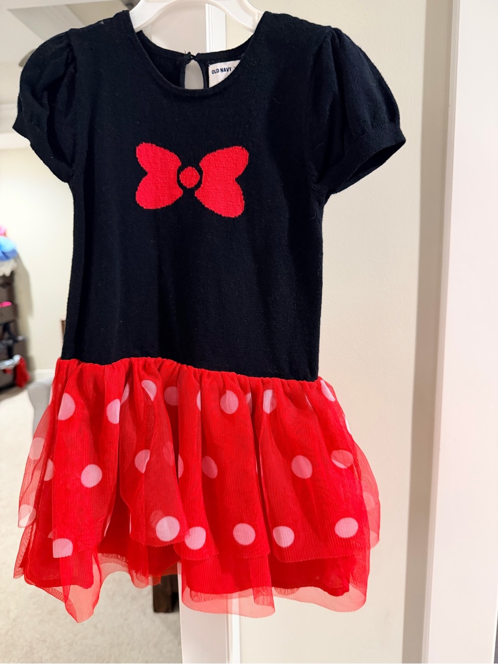 Old Navy Black Disney Minnie Mouse Sweater dress with Red Accent
